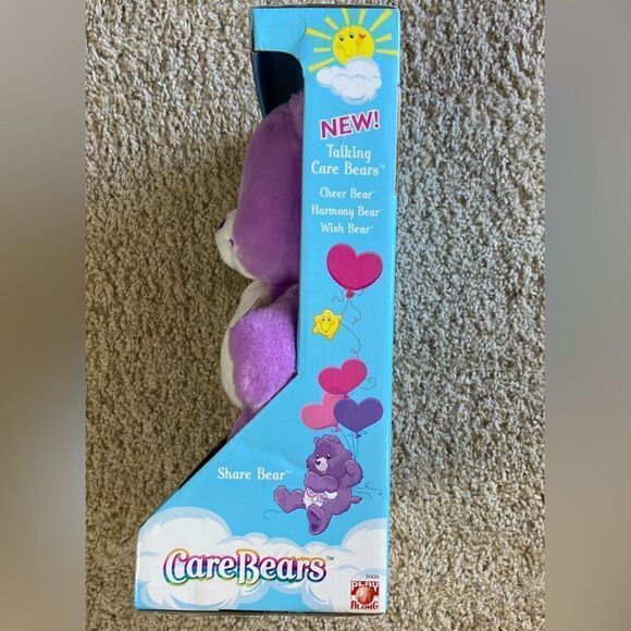 Nwt Vtg 2003 Care Bears Stuffed Purple Toy Bear + Cartoon Video Plush Animal - Picture 3 of 6